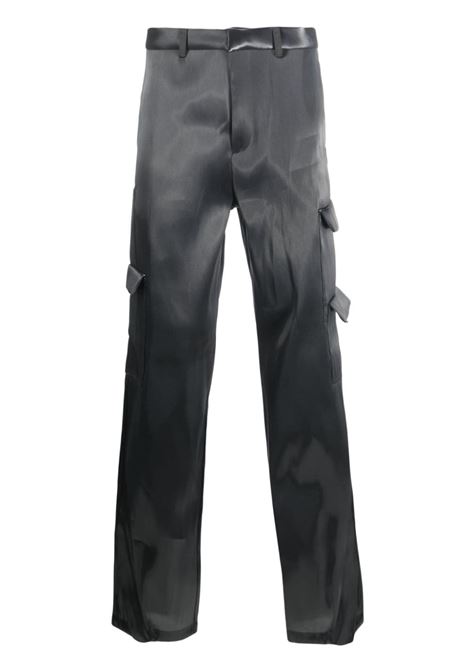 Grey Liquid Metal straight-leg cargo trousers - men